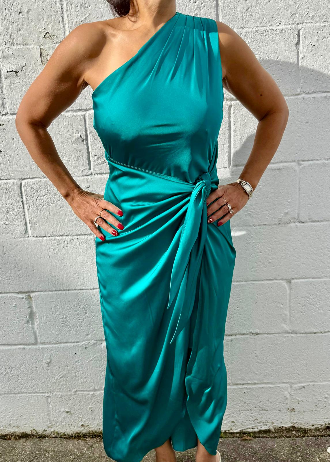 Tantalizing Teal One Shoulder
