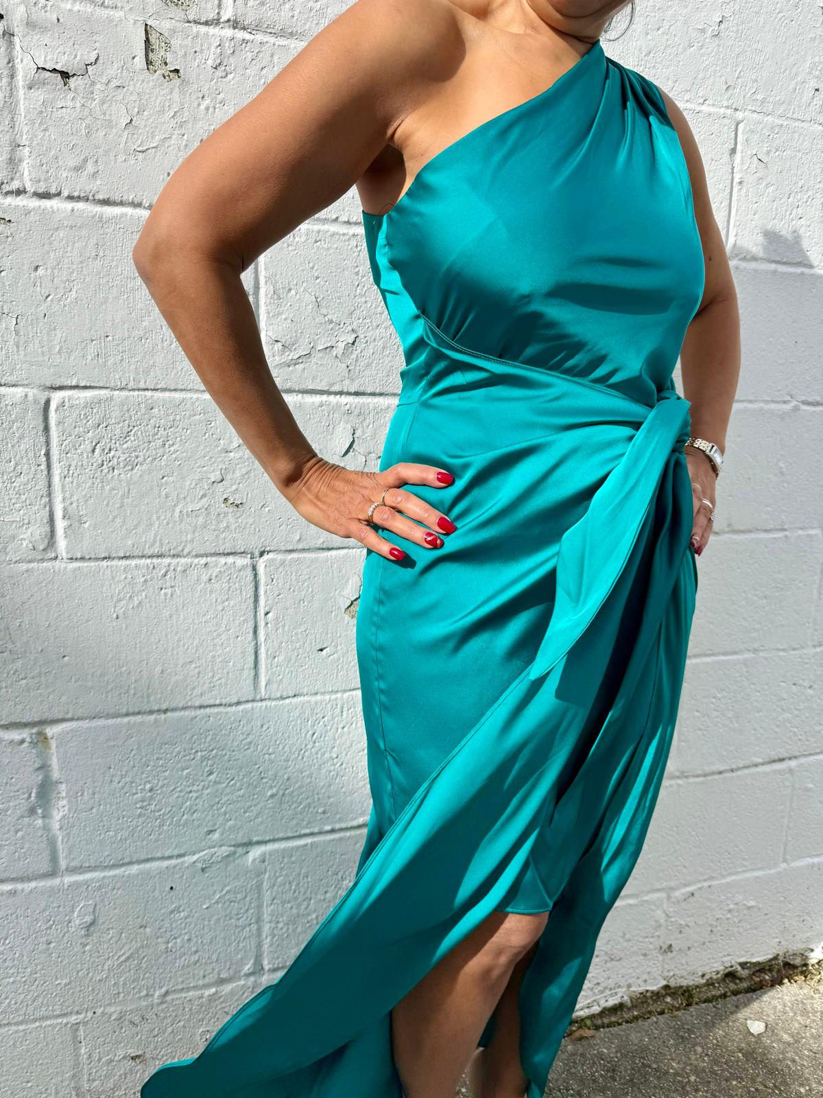 Tantalizing Teal One Shoulder