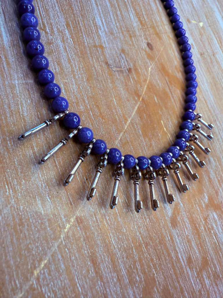 Blue Lapis & Silver Key pendant Necklace