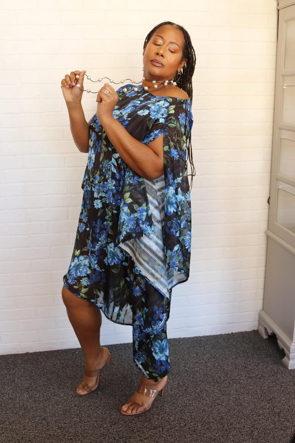 Blue garden 2 way caftan Dress