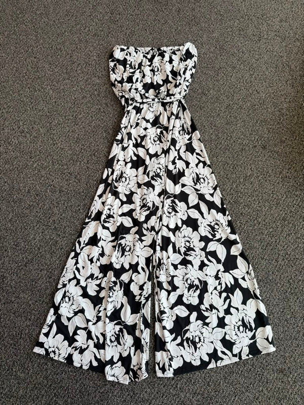 Floral Strapless Wide-Leg Jumpsuit