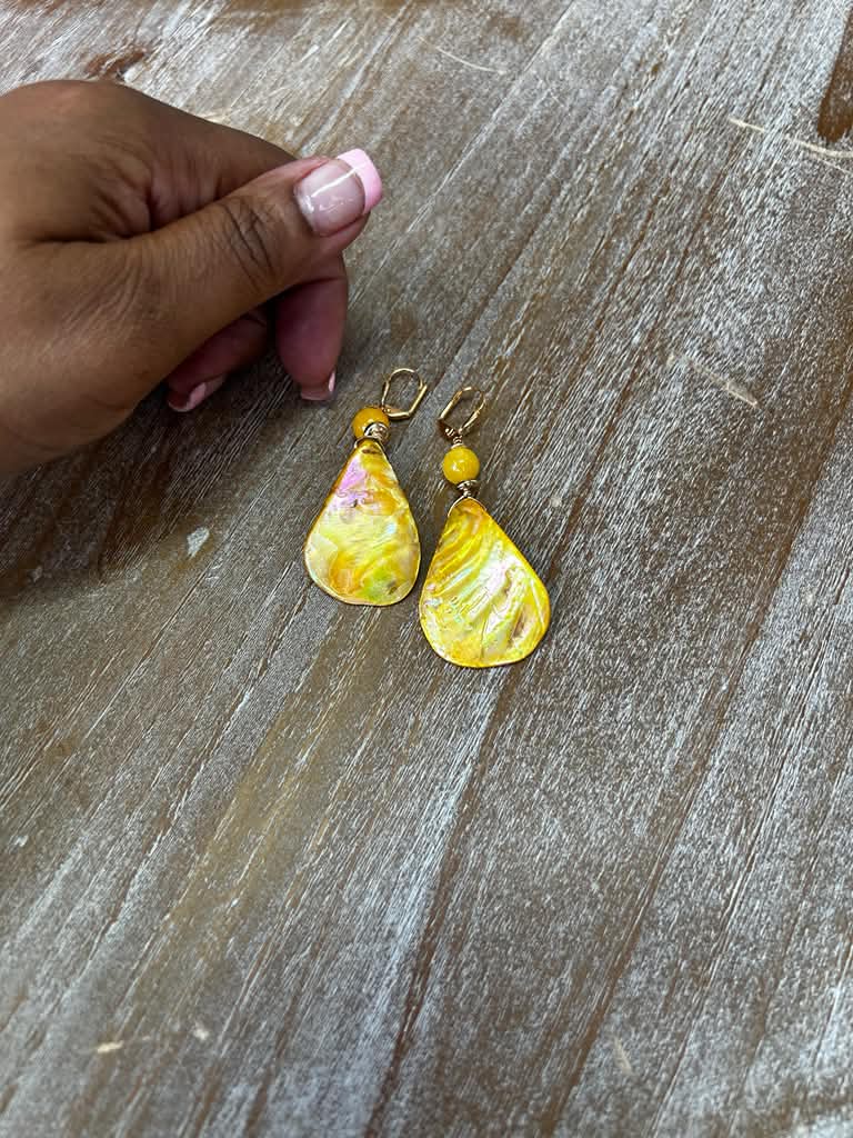 Yellow Mother of Pearl Earrings