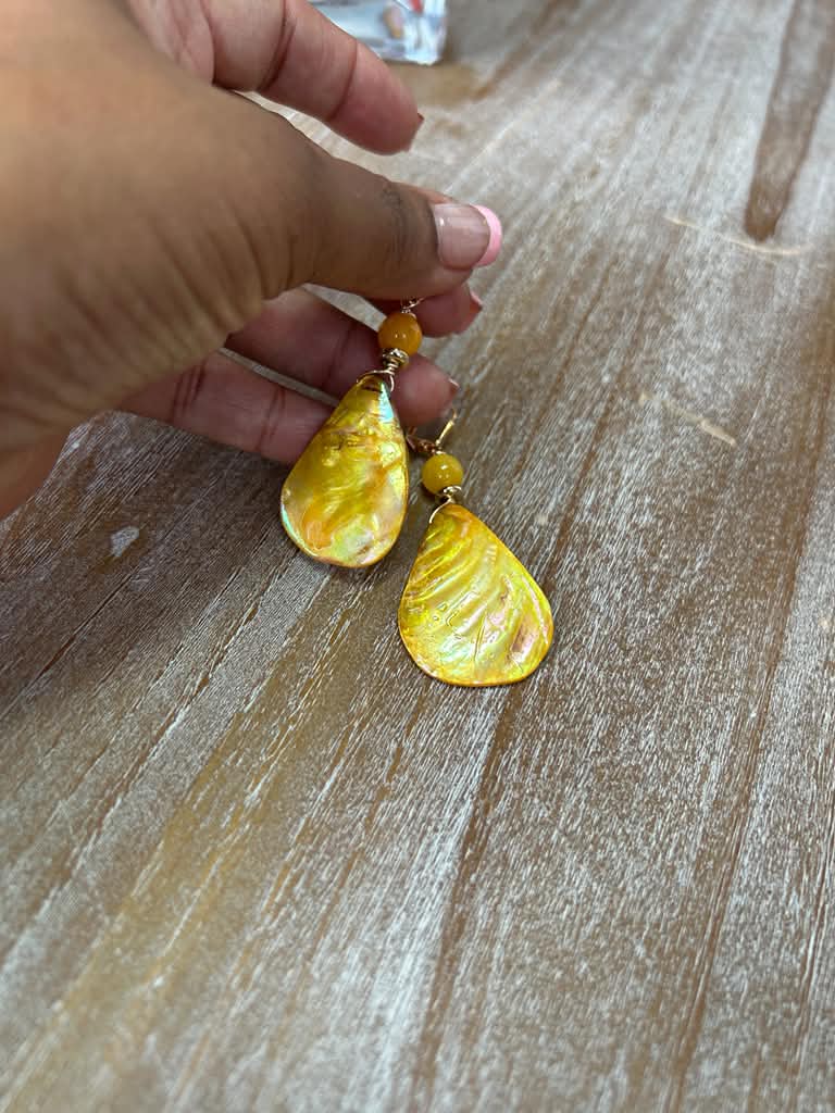 Yellow Mother of Pearl Earrings