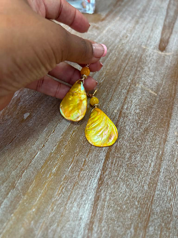 Yellow Mother of Pearl Earrings