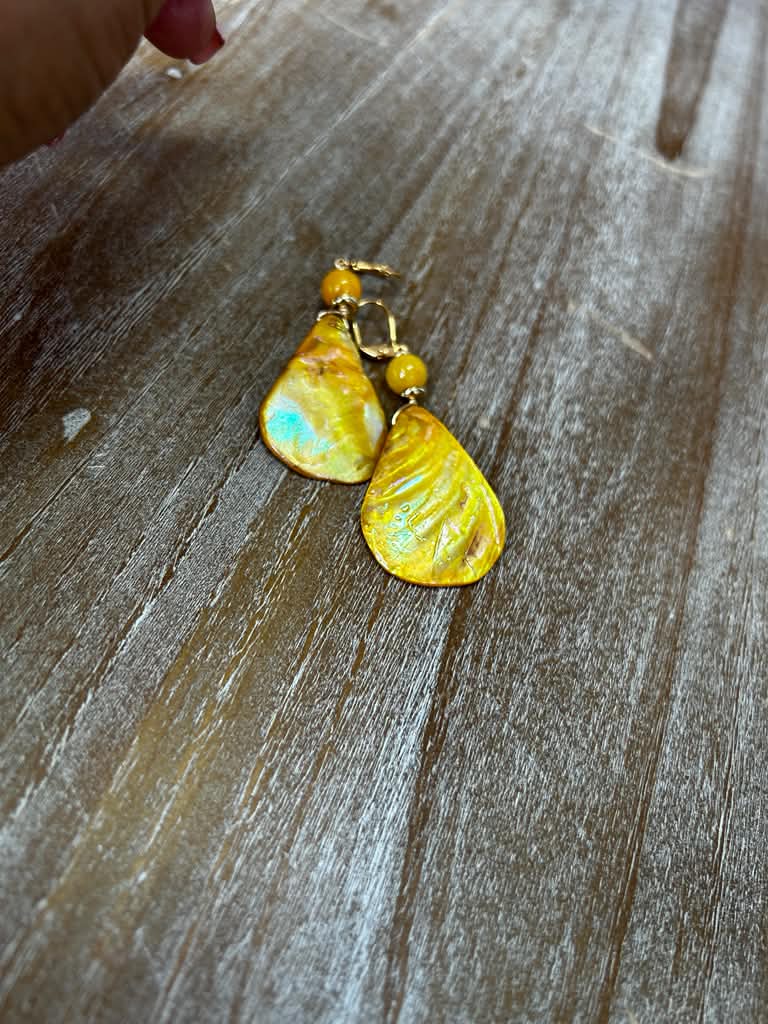 Yellow Mother of Pearl Earrings